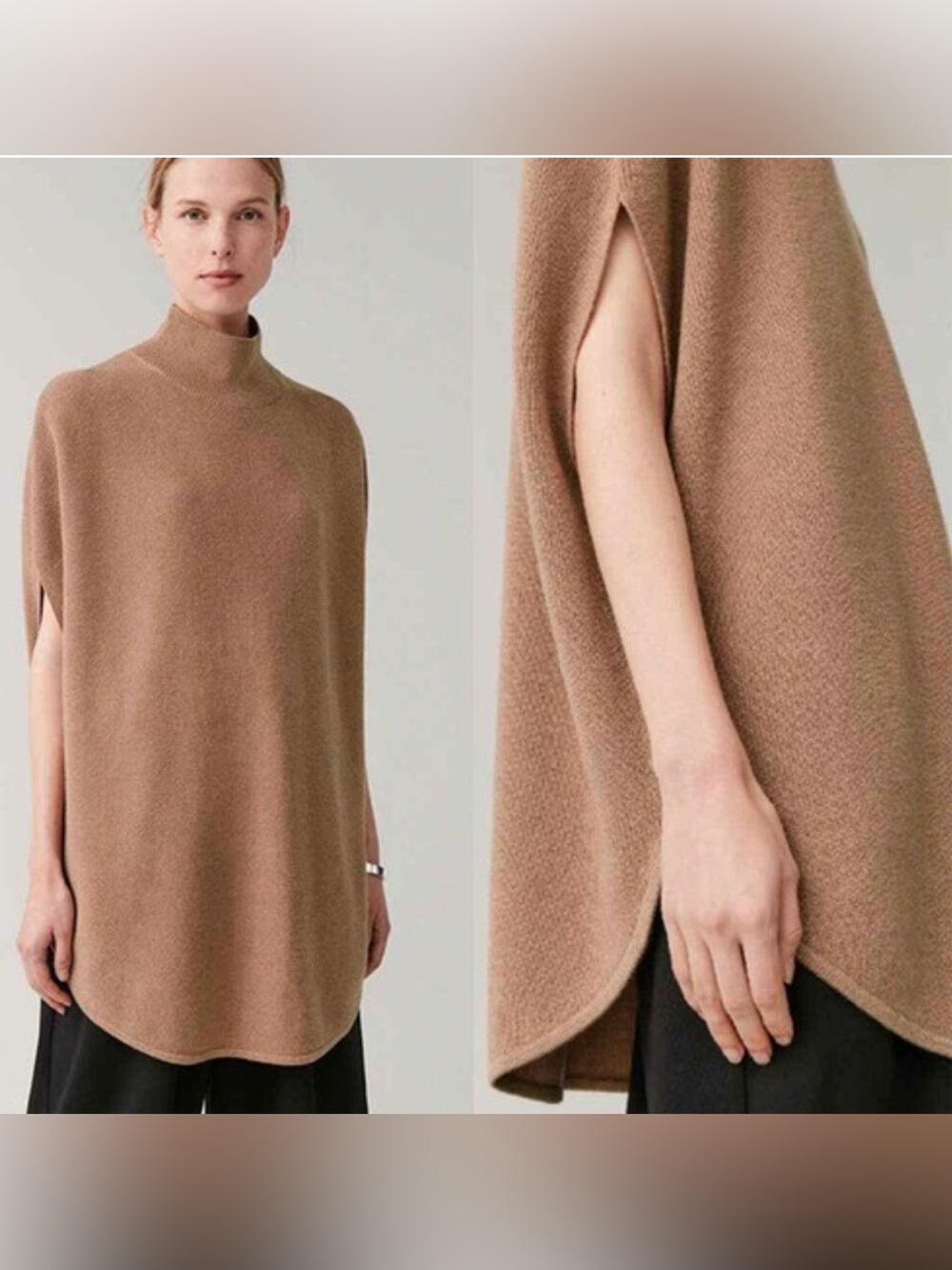 EUC COS Circle Cut Merino Wool Alpaca Turtleneck Oversized Knit Poncho, Size Sm